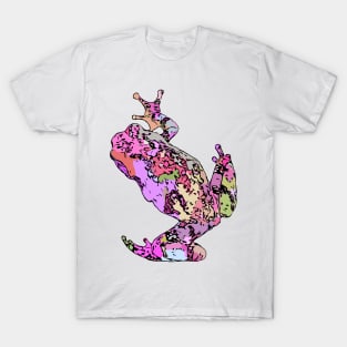 Pink Tree Frog Climbing Colorful Purple T-Shirt